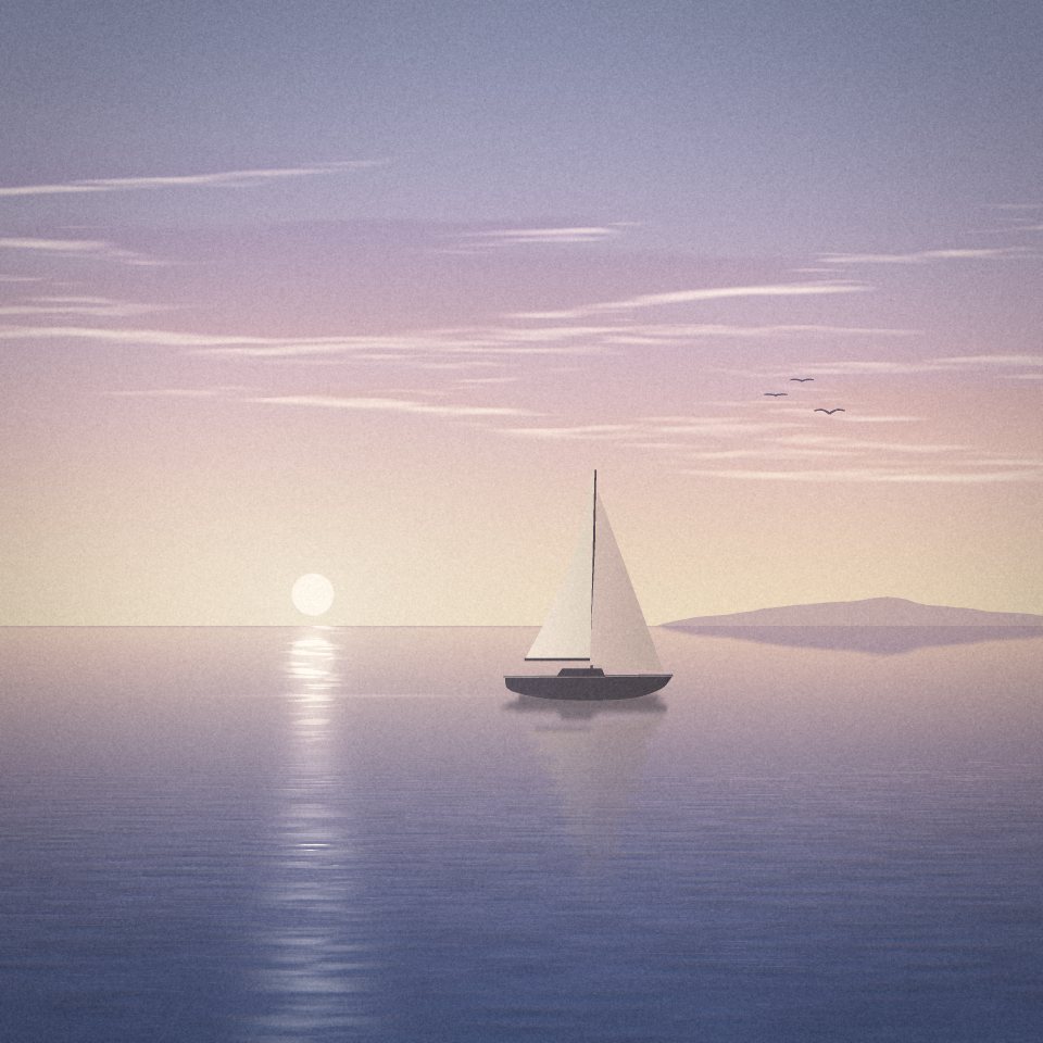 A sailboat on a calm evening sea